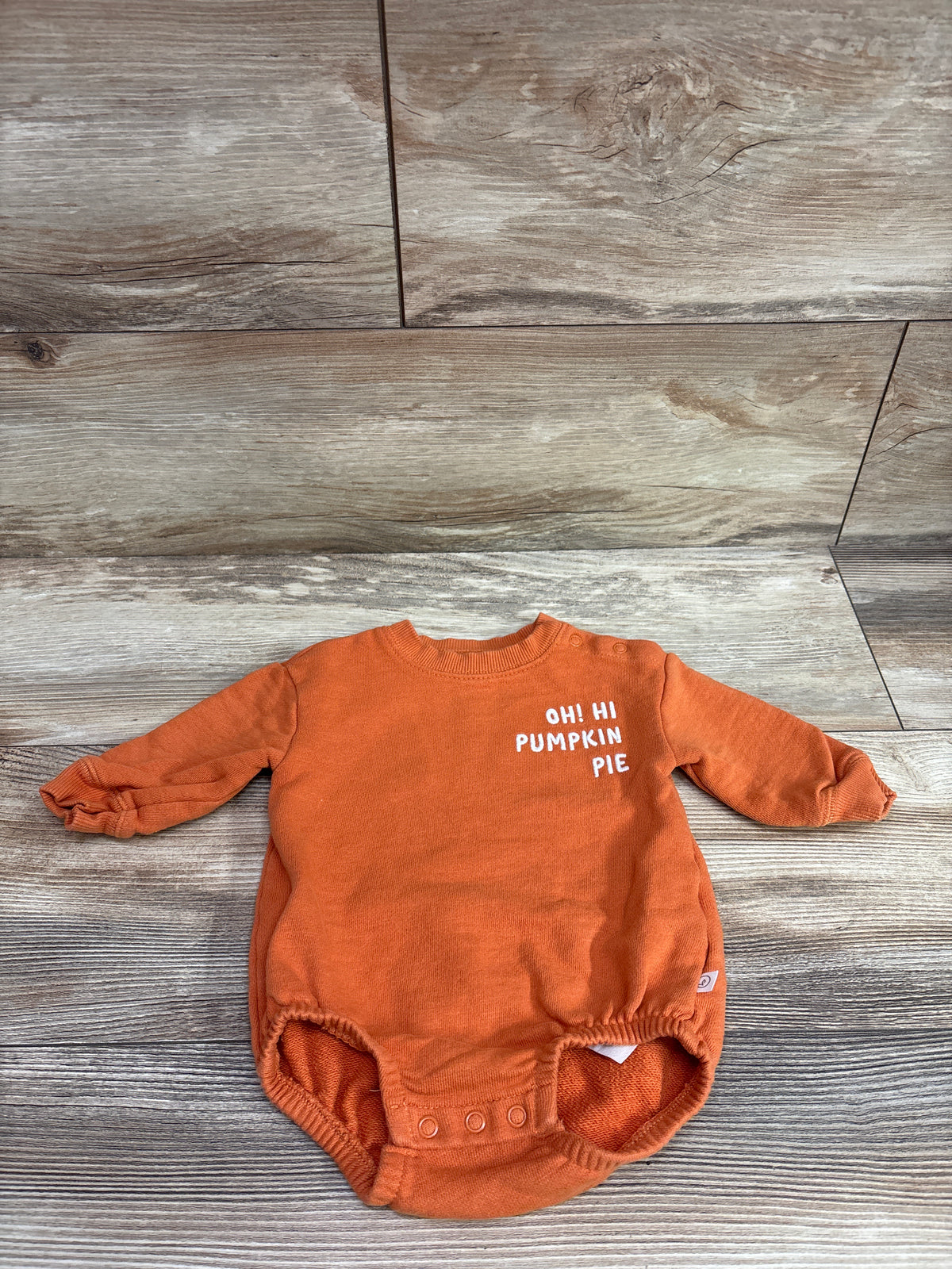 Little Planet Oh! Hi Pumpkin Pie Sweatshirt Bubble Romper Orange sz 6m
