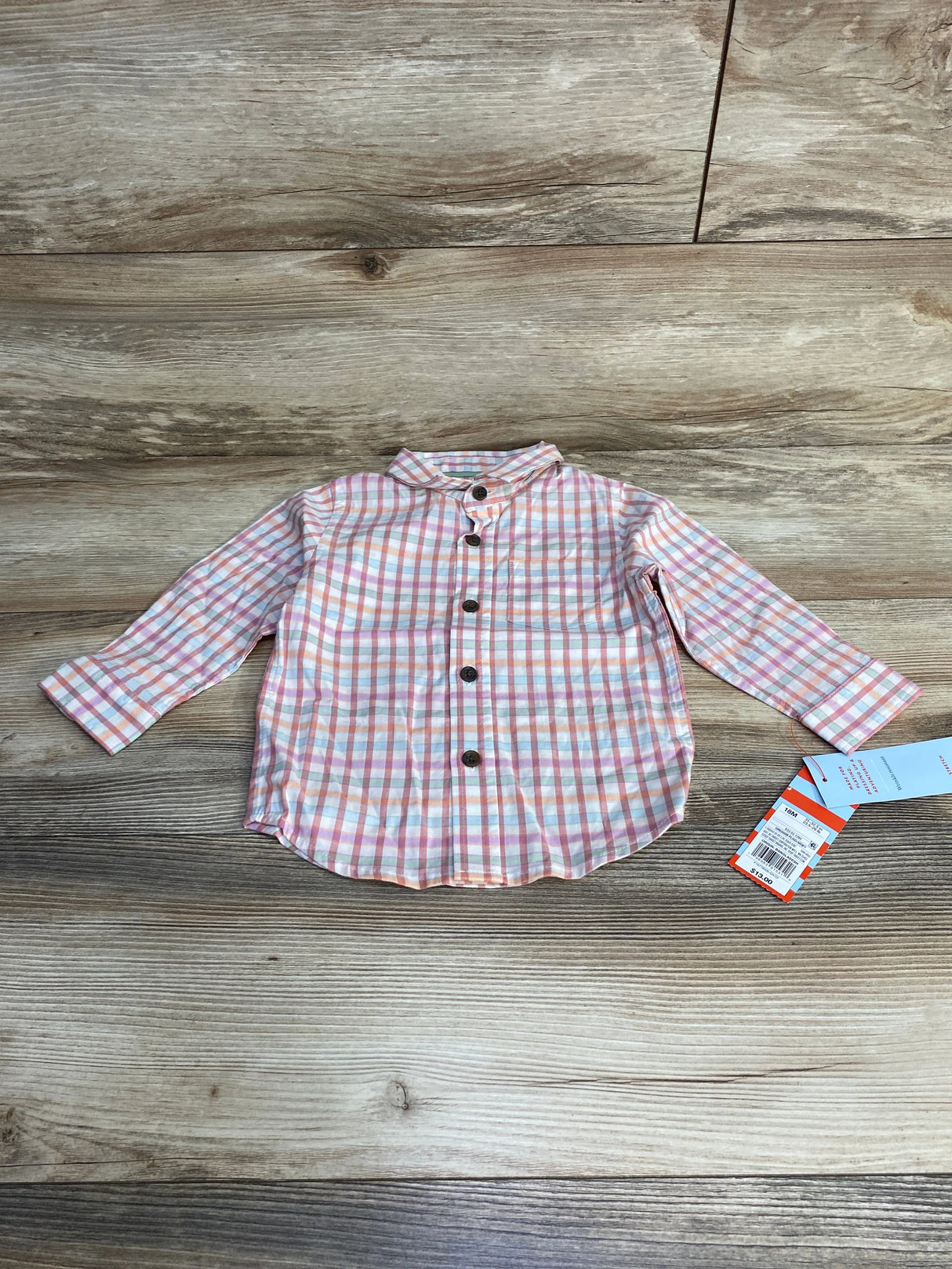 NEW Cat & Jack Plaid Button-Up Shirt Pink sz 18m