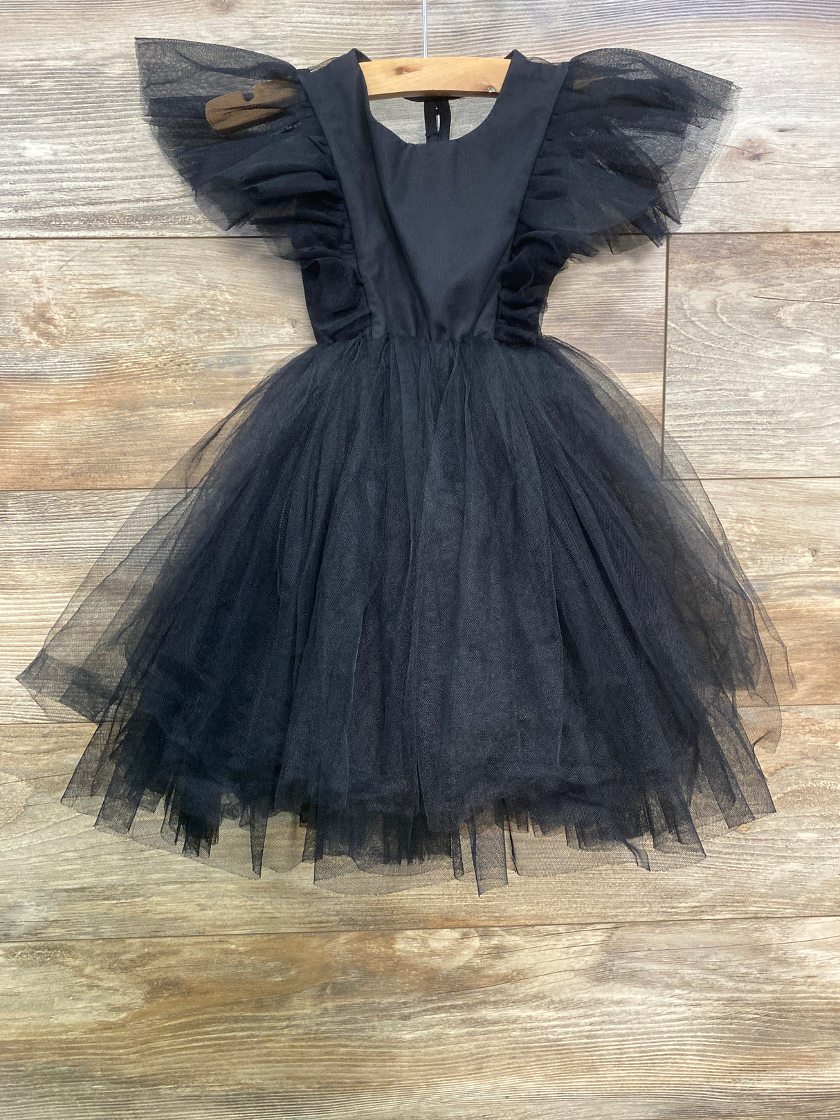 2bunnies Sheer Back Mesh Backless Tulle Girl Dress in Black sz 12m