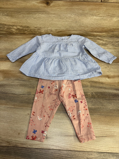 Carter's 2pc Striped Top & Leggings Blue sz 9m - Me n Mommy To Be