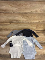 NEW Gerber 4pk Long Sleeve Bodysuits Blue/Grey sz 3-6m