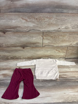 Btween Baby 2pc Floral Knit Sweater & Ribbed Flare Pants Beige sz 12m