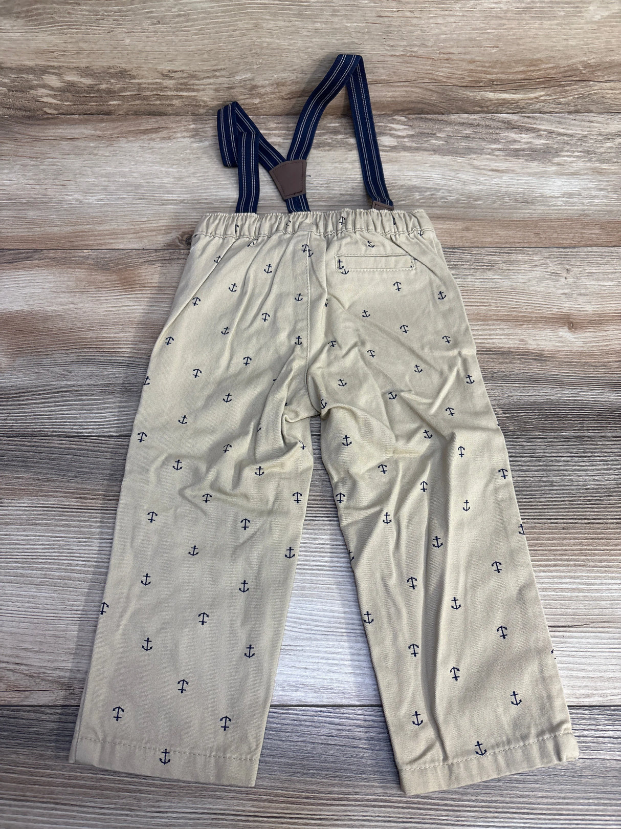 Just One You Anchor Print Suspender Pants Tan sz 18m - Me n Mommy To Be