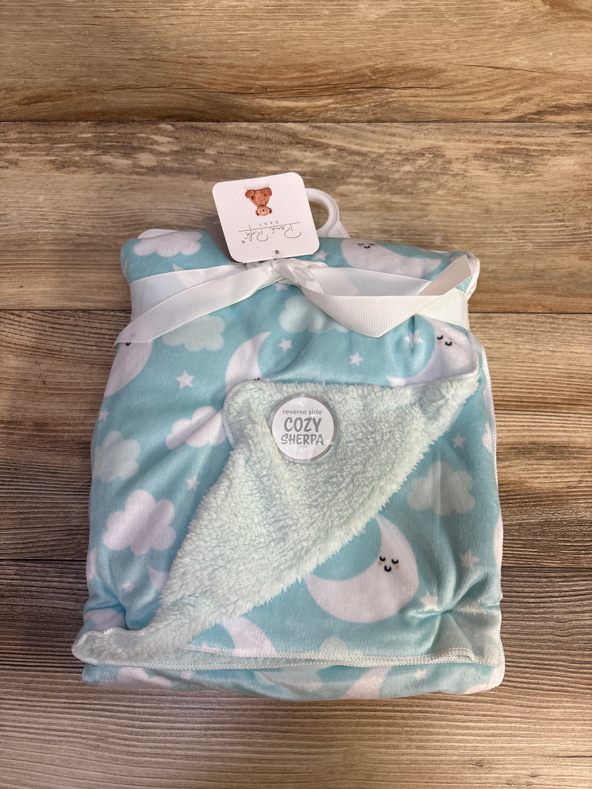 NEW Rene Rofe Reversible Sherpa/Plush Baby Blanket Blue
