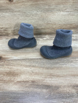 Baby Sock Shoes Rubber Sole Non-Skid First Walker Shoes Grey Sz 3c