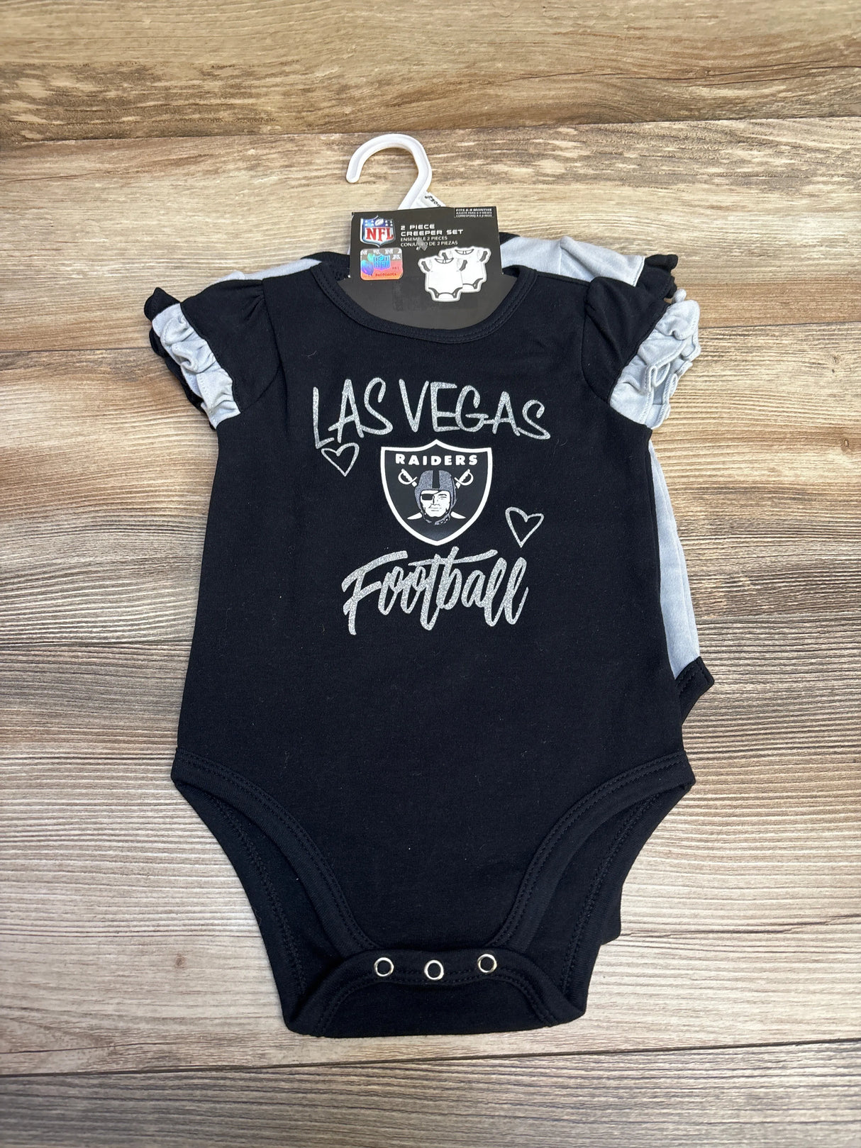 NEW NFL Las Vegas Raiders 2pc Creeper Black sz 6/9m