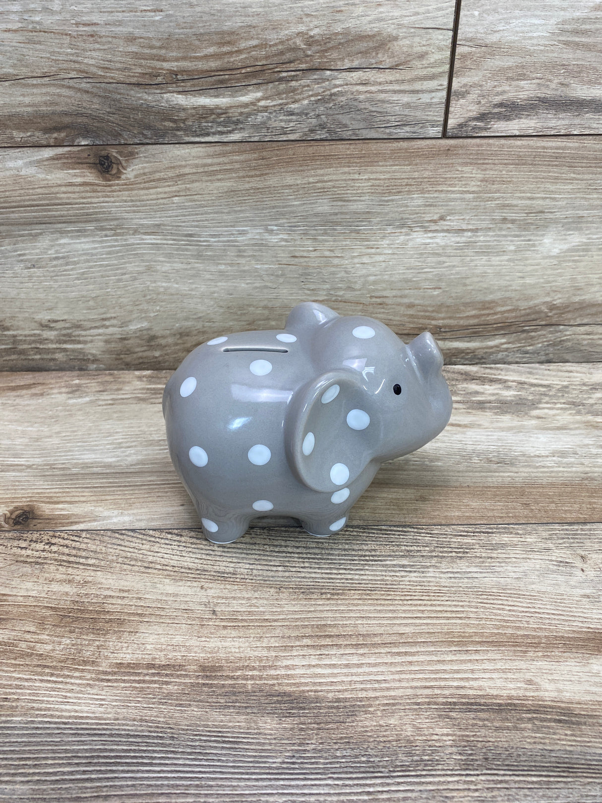 Child to Cherish Ceramic Polka Dot Elephant Piggy Bank, Grey