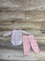 Just One You 2pc Floral Bodysuit & Bottoms Set White sz 6m