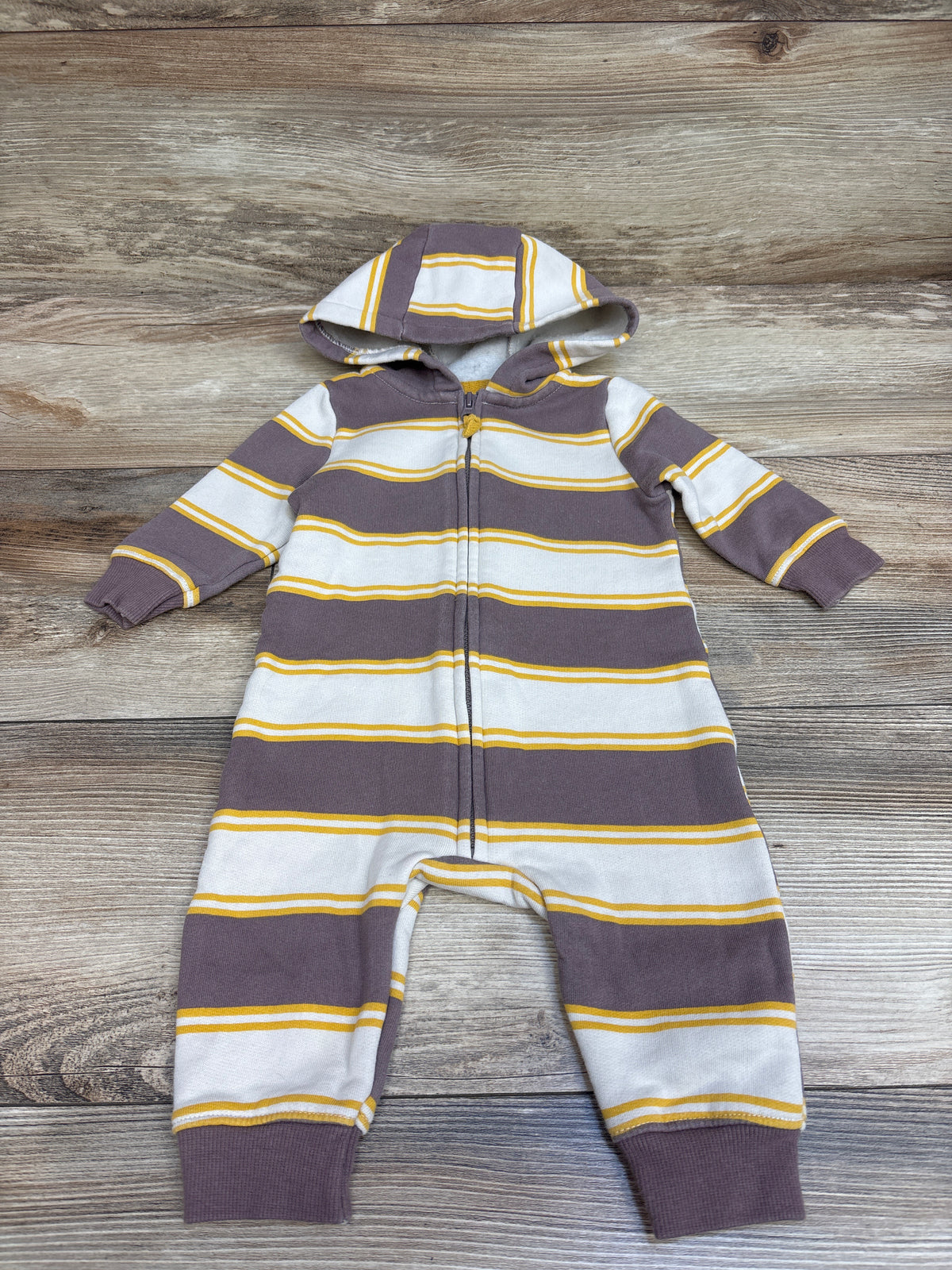 Carter's Striped Hooded Coverall Brown sz 6m