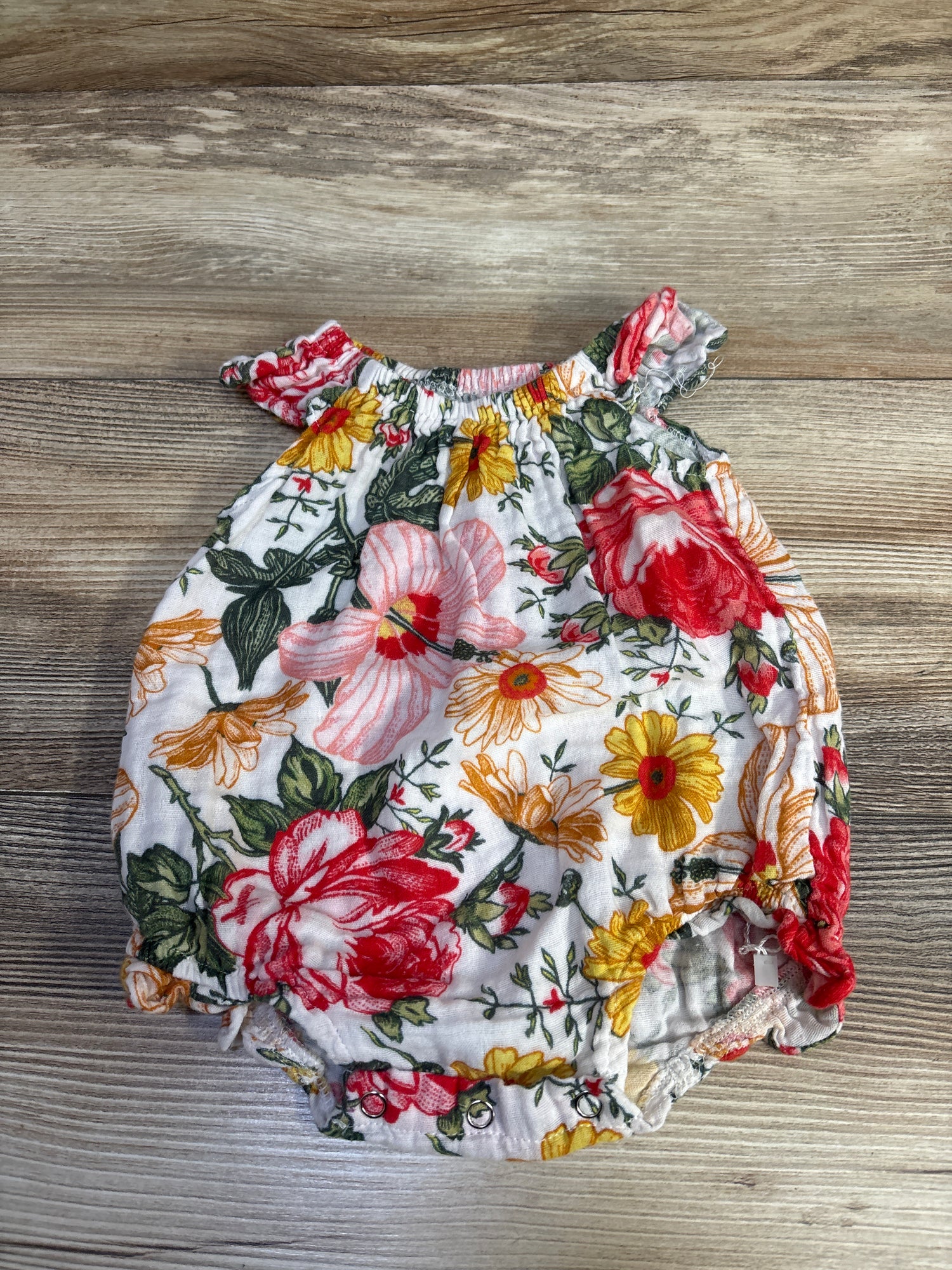 Floral Bubble Romper White sz 3m