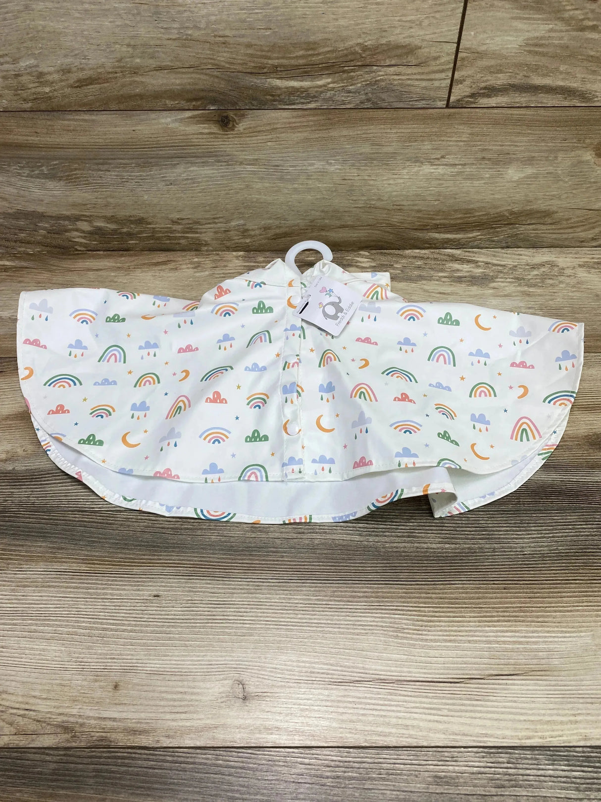 NEW Freddi & Eddie Rainbow Rain Poncho White sz 6-12m