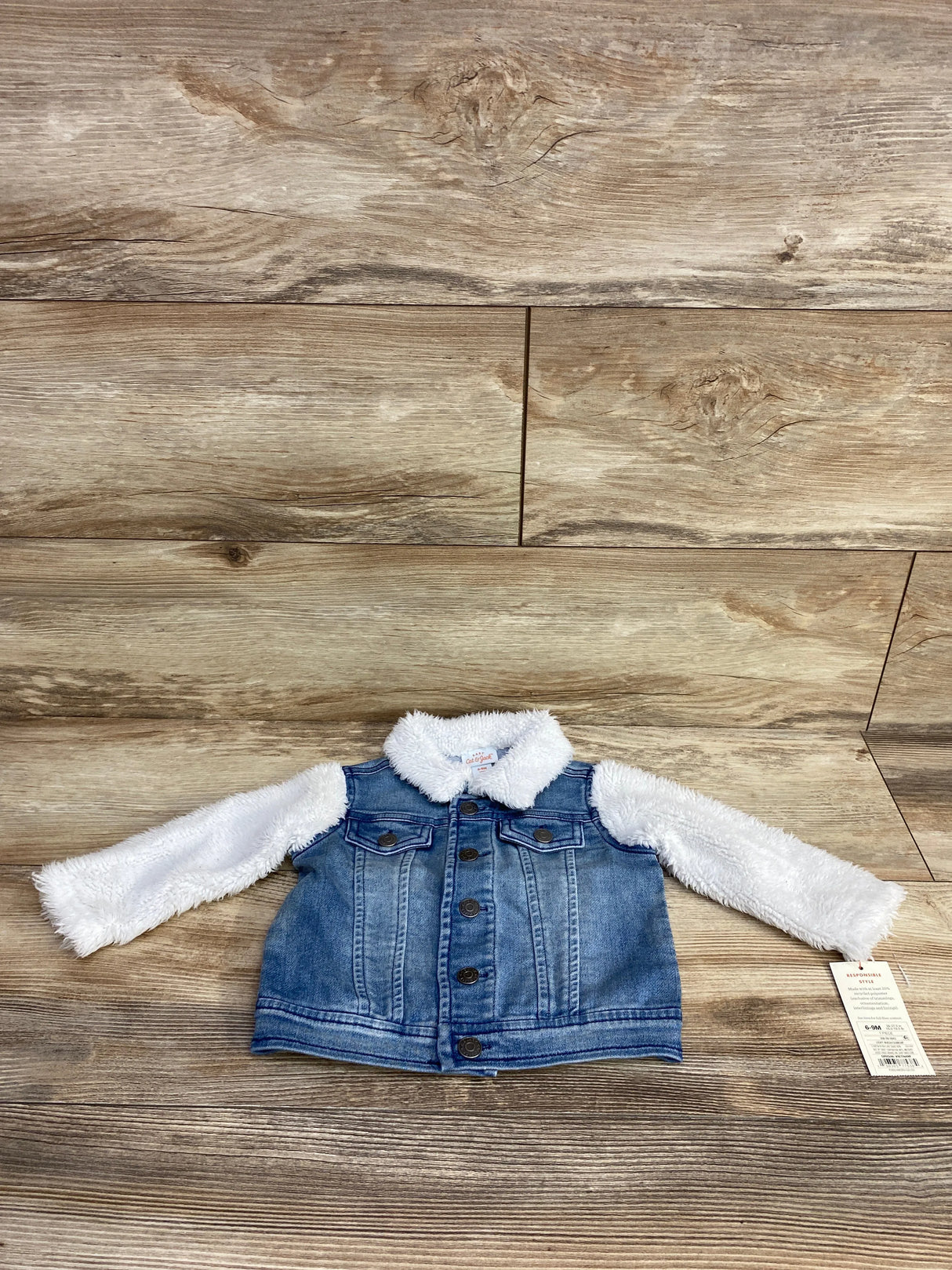 NEW Cat & Jack Faux Fur Lined Denim Jacket Blue sz 6-9m