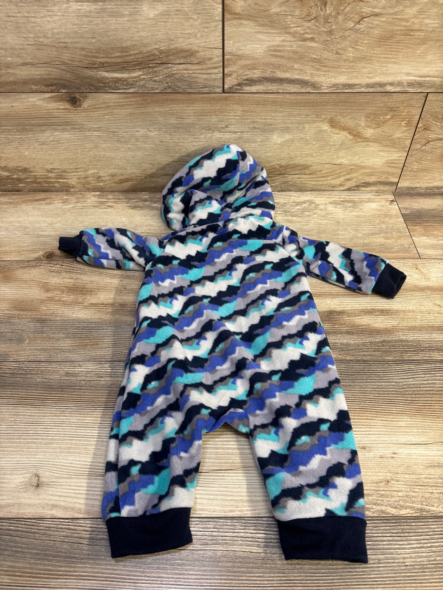 Eddie Bauer Fleece Hooded Coverall Blue Camo sz 0-3m