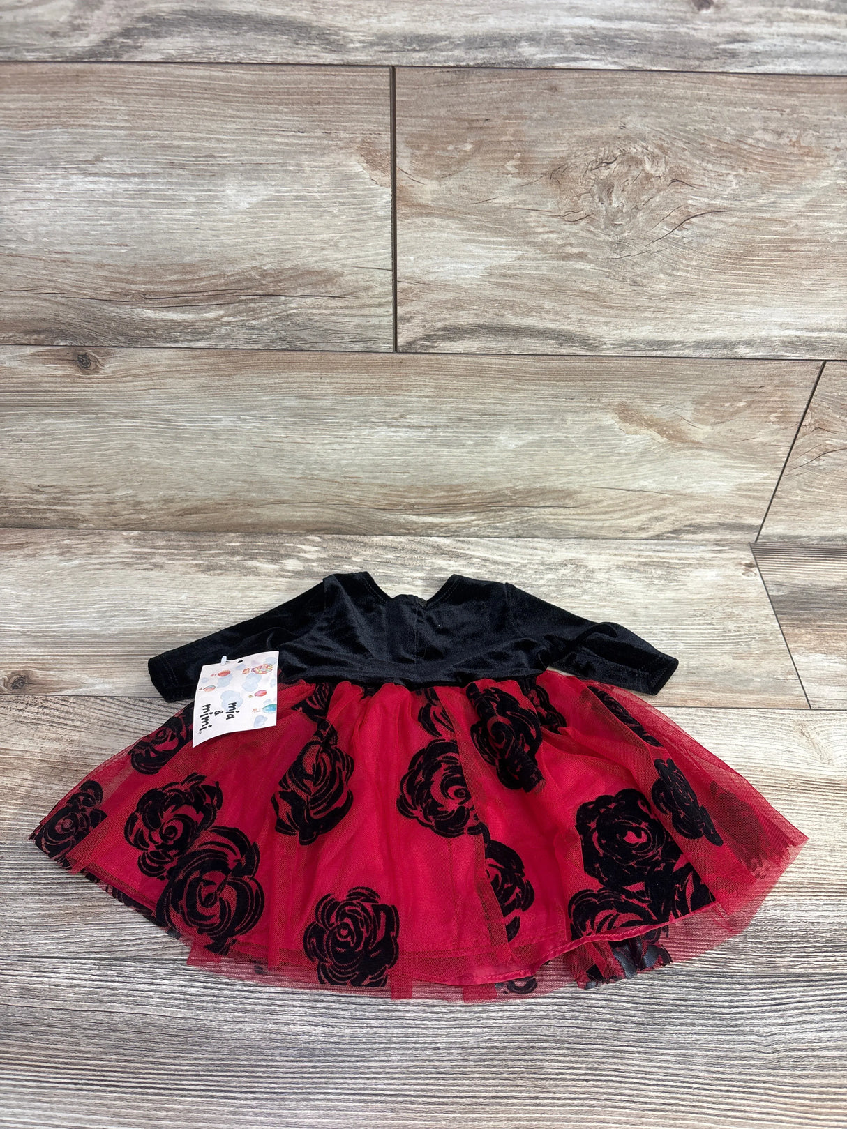 NEW Mia & Mimi 2pc Velvet Rose Dress Black sz 0-3m