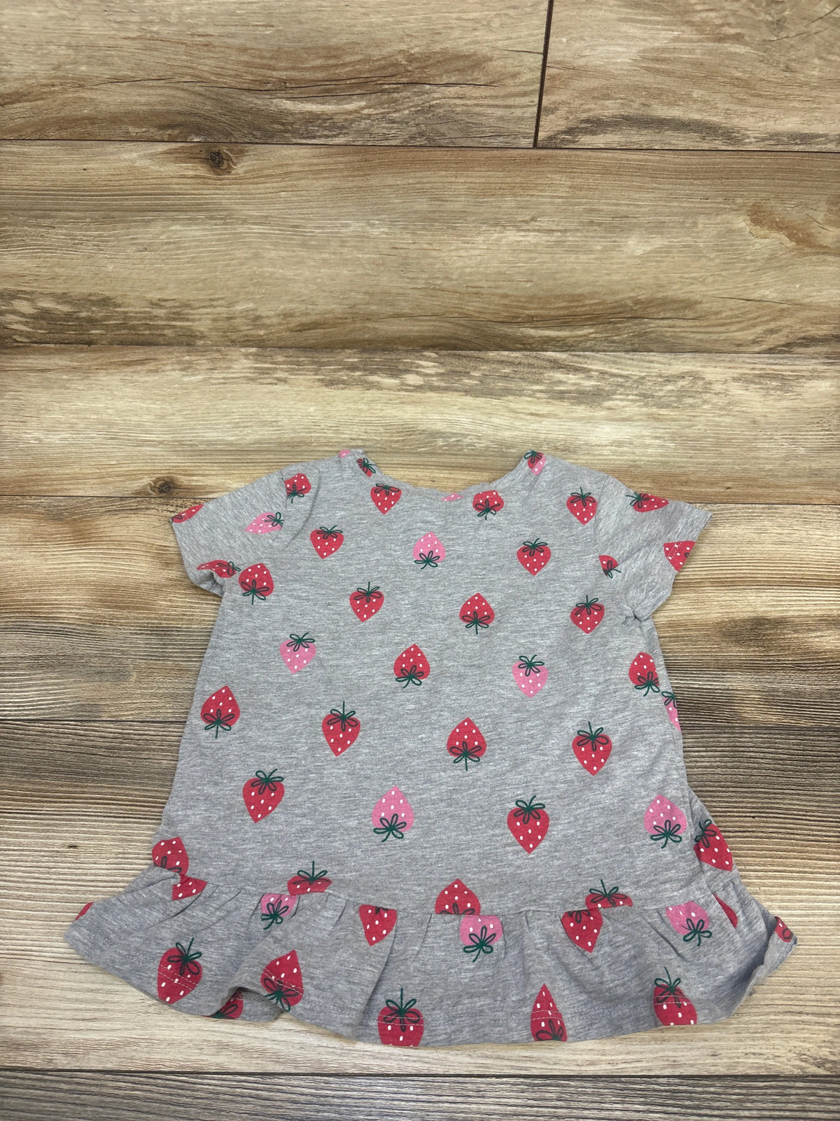 Cat & Jack Strawberry Peplum Top Grey sz 5T