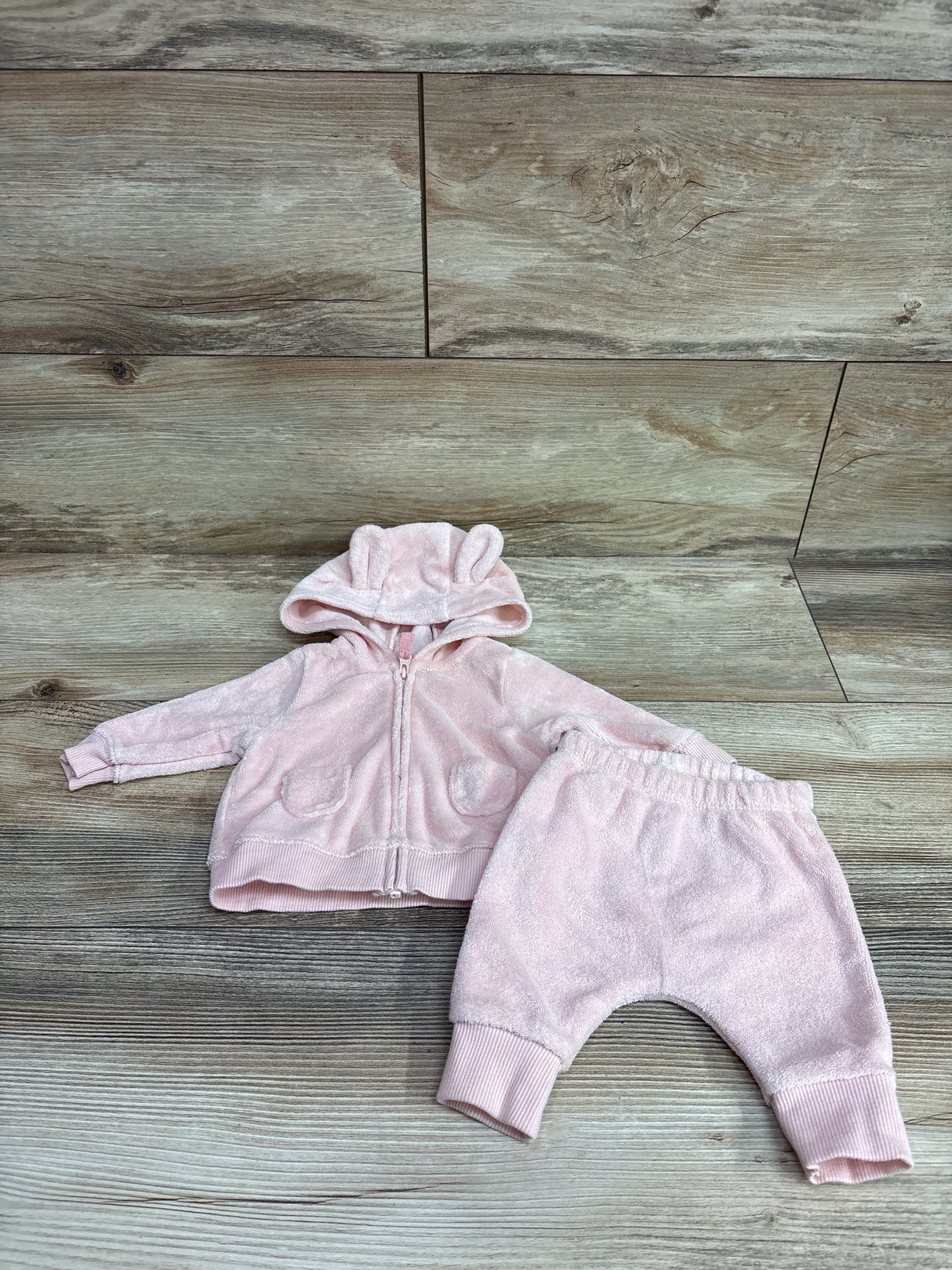 Carter's 2pc Terry Cloth Full Zip Hoodie & Pants Pink sz Newborn