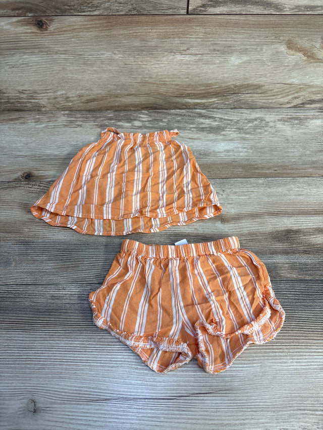 Old Navy 2pc Striped Top & Shorts Orange sz 3-6m - Me n Mommy To Be