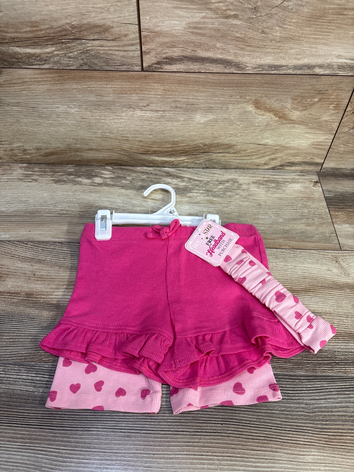 NEW Dreamstar 3pk Ribbed Shorts & Headband Set Pink sz 4T
