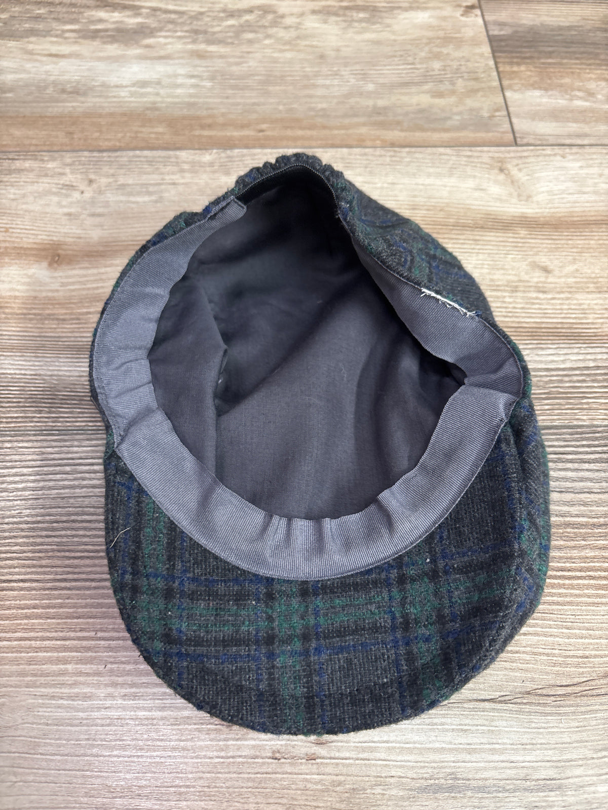 Tartan Plaid Wool Newsboy Cap, Grey One Size
