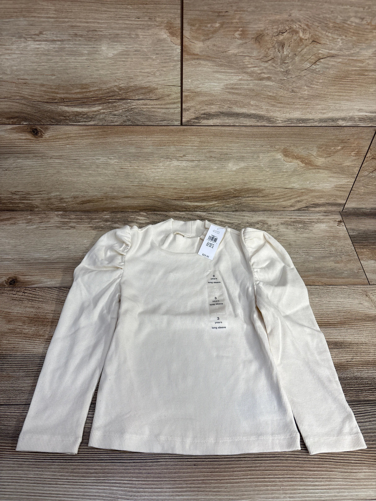 NEW Baby Gap Solid Ivory Puff Sleeve Rib Shirt sz 3T