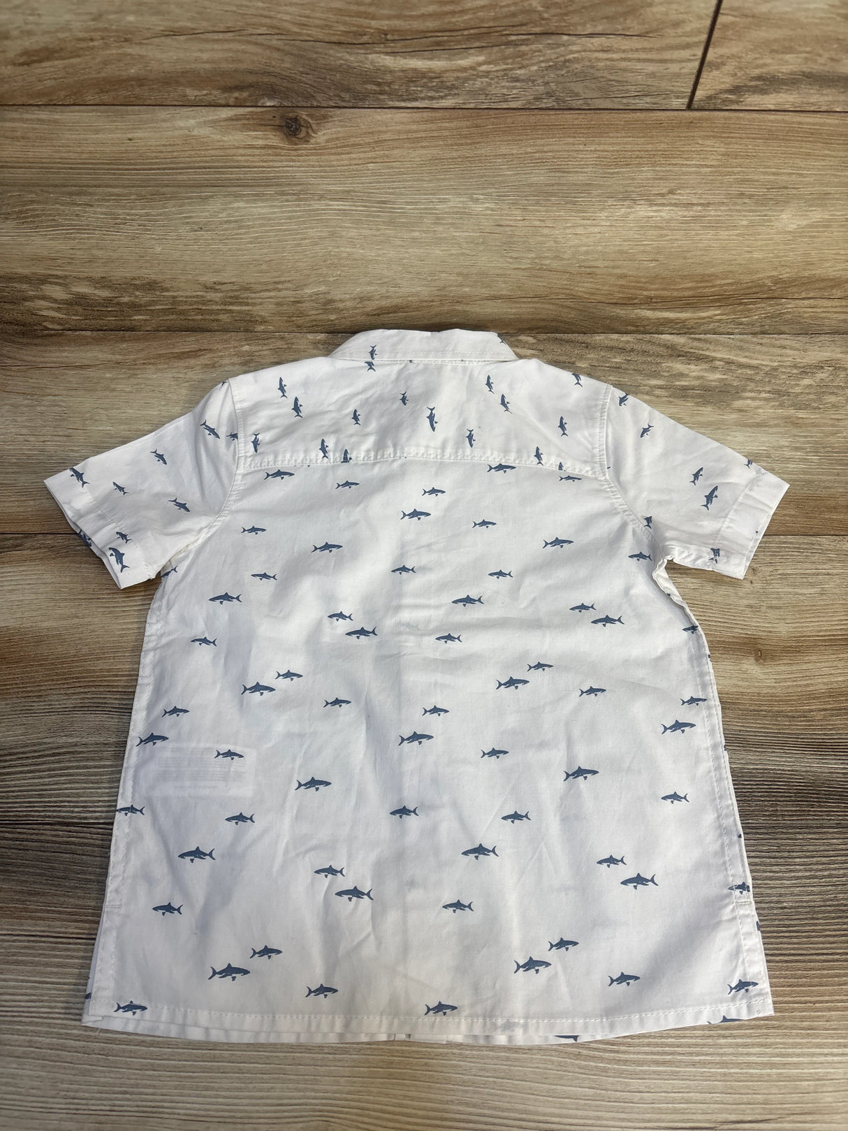 NEW OshKosh Shark Print Button Up Shirt White sz 4T