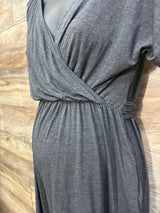 Latched Mama V-Neck Nursing Jumpsuit Charcoal sz Large