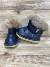 Warm Winter Waterproof Boot PU Leather Faux Fur Trimmed Blue Sz 5c