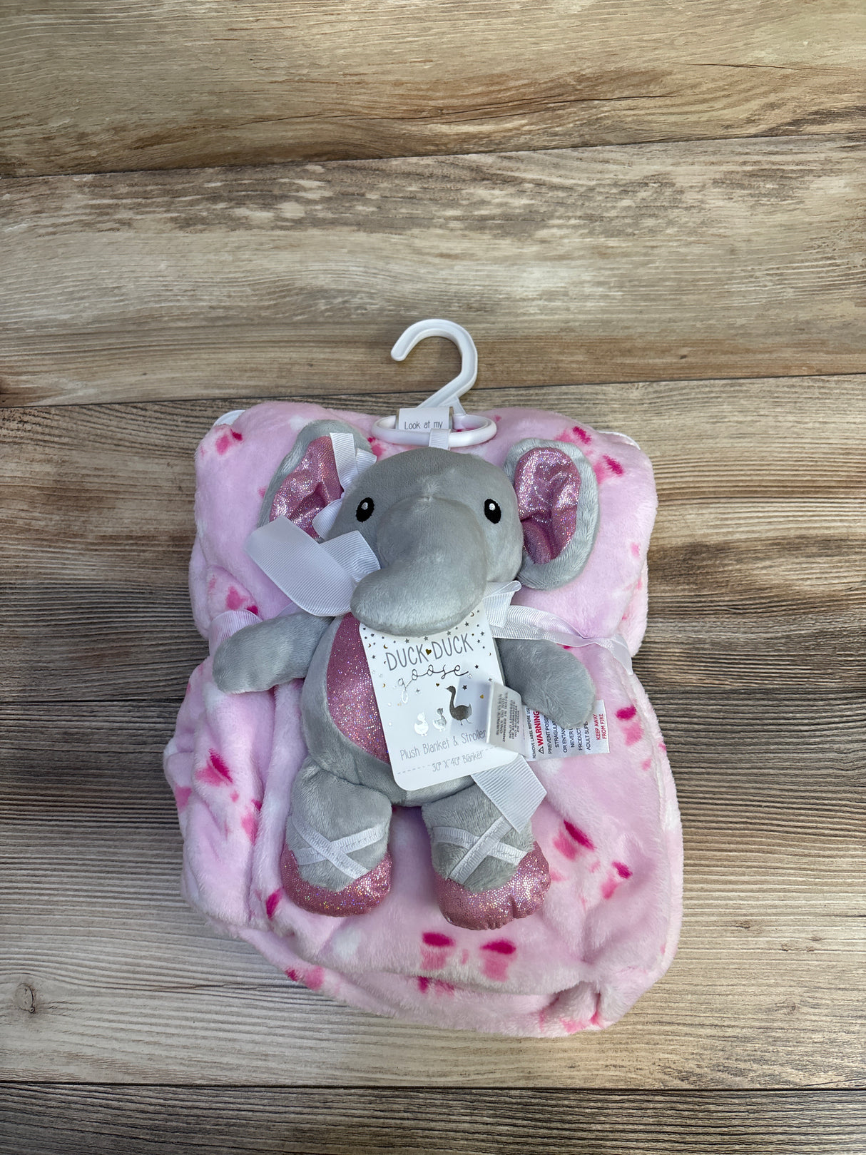 NEW Duck Duck Goose Plush Baby Blanket & Stroller Toy Pink