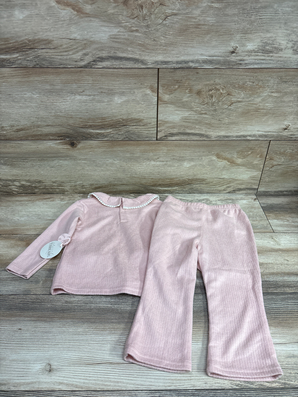 NEW Floral Threads 2pc Knit Collared Shirt & Pants Set Pink sz 24m
