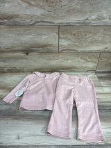 NEW Floral Threads 2pc Knit Collared Shirt & Pants Set Pink sz 24m