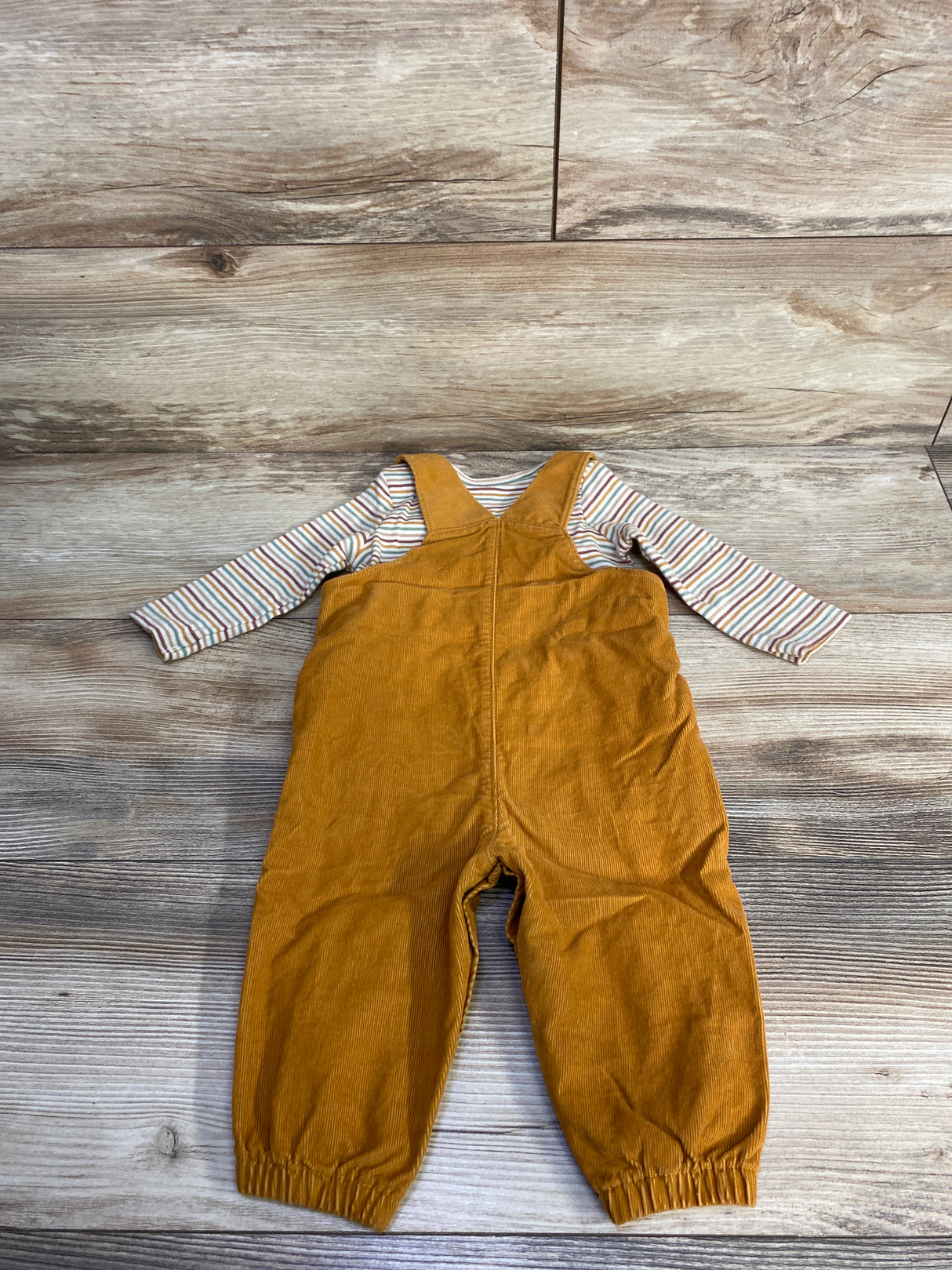 Just One You 2pc Turkey Corduroy Overall Set & Striped Shirt Set White sz 6m