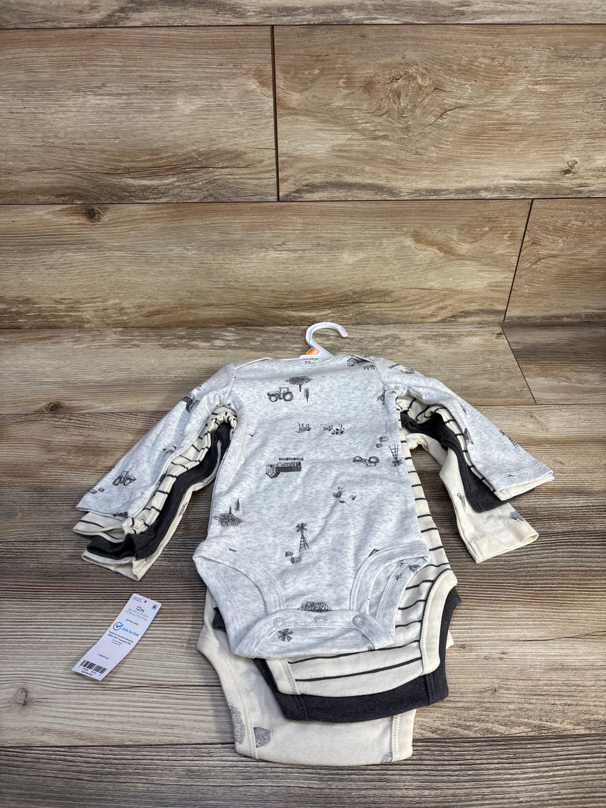 NEW Carter's 4pk Long Sleeve Bodysuits Beige sz 12m