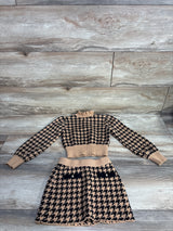 Janie & Jack Houndstooth Cropped Sweater & Skirt Set Tan sz 3T