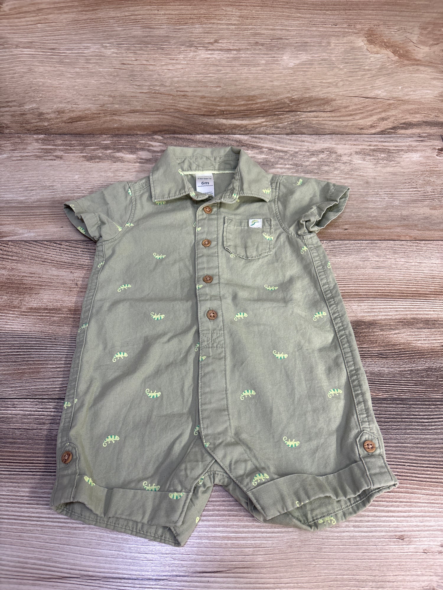 Carter's Pocket Romper Green sz 6m