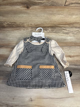 NEW Nicole Miller 3pc Houndstooth Sweater Knit Dress & Headband Set Beige sz 3-6m