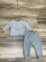 Rene Rofe 2pc Striped Sweater & Pants Grey sz 3-6m