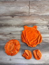 3pc Plush Pumpkin Romper Set Orange sz 0-3m