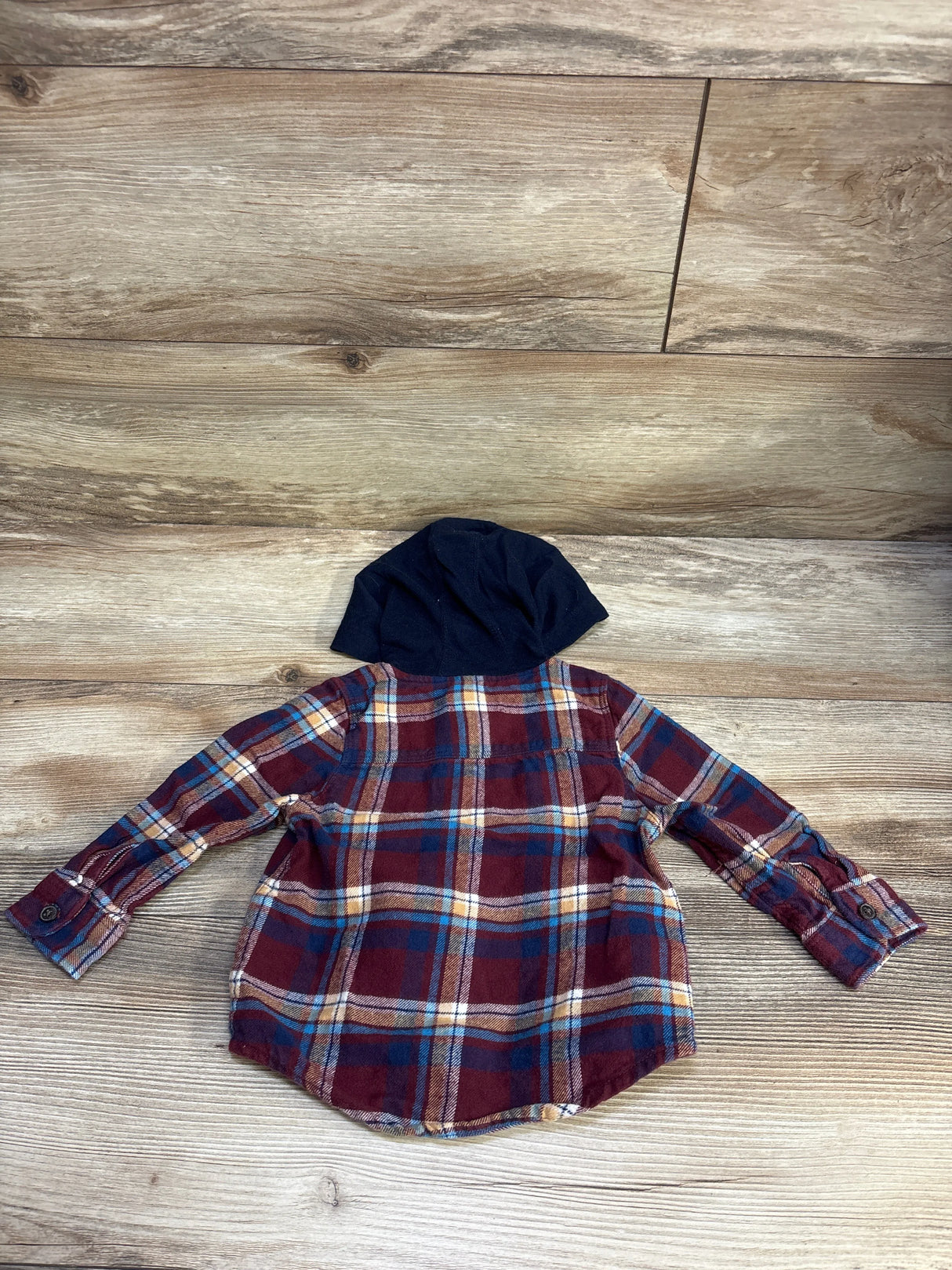 Oshkosh Hooded Button-Up Flannel Shirt Red sz 18m