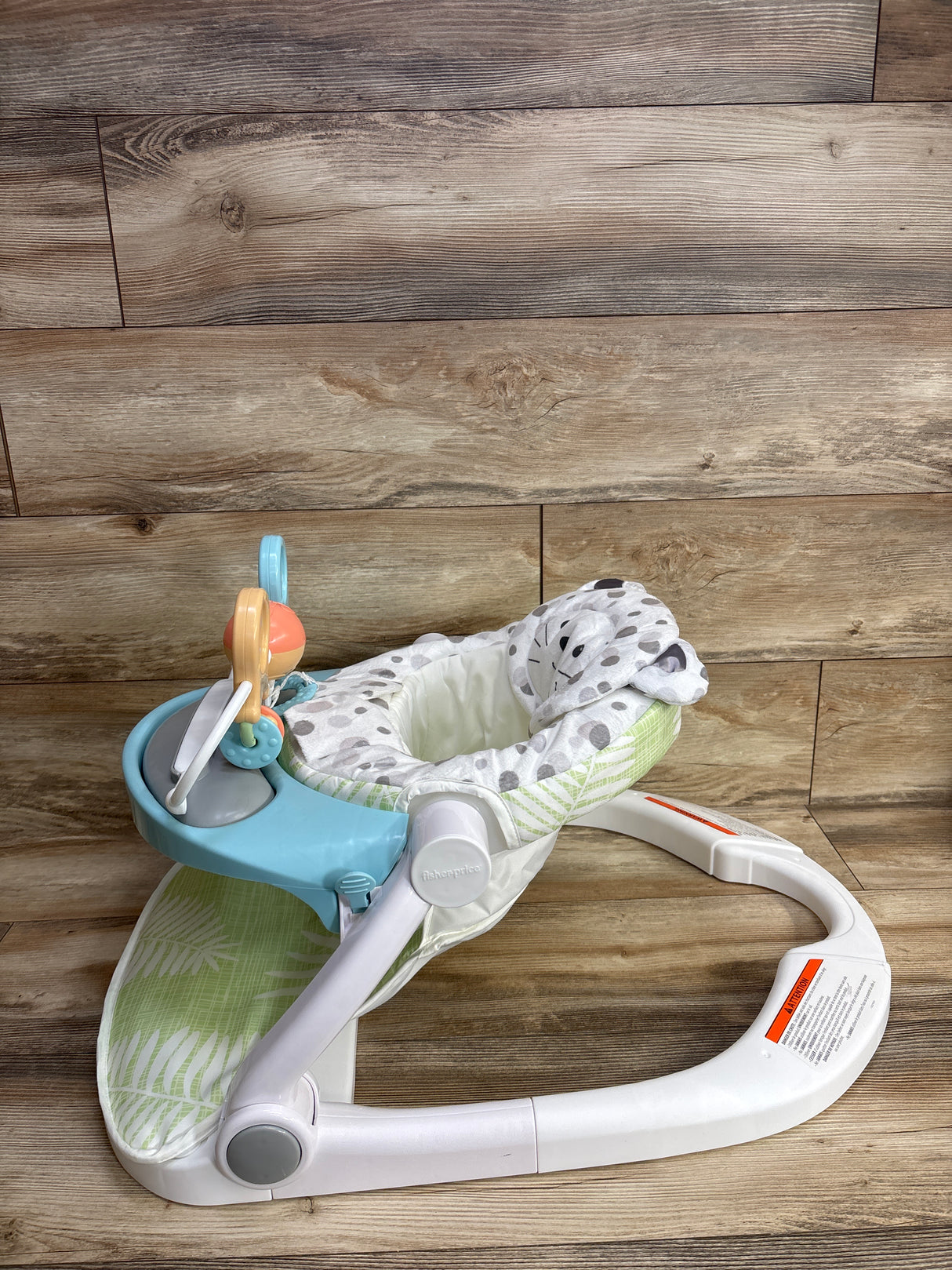 Fisher-Price Baby Deluxe Sit-Me-Up Floor Seat with Toy Bar - Snow Leopard