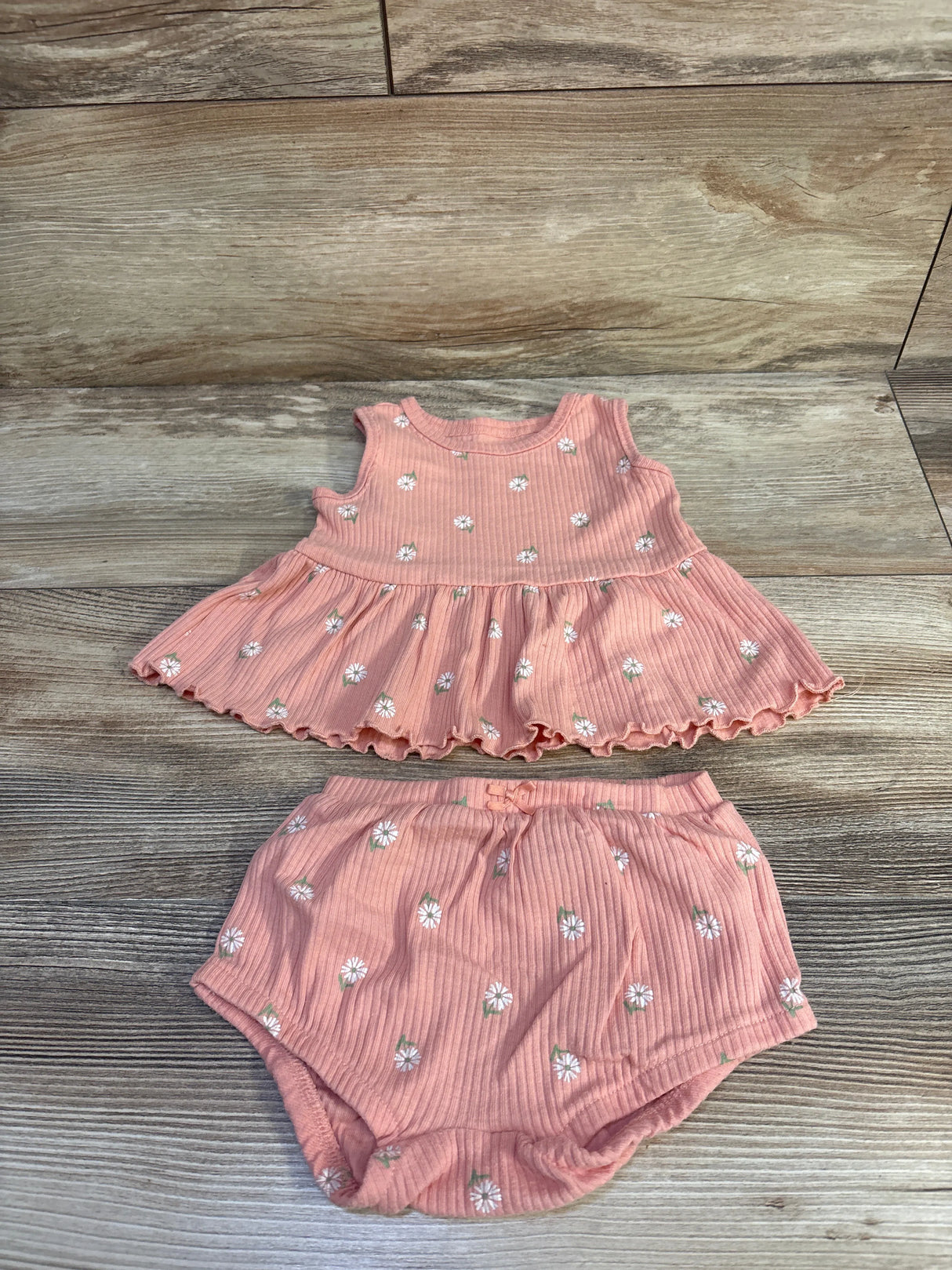 Carter's 2pc Ribbed Floral Pink Tank & Boomers Pink sz 6m