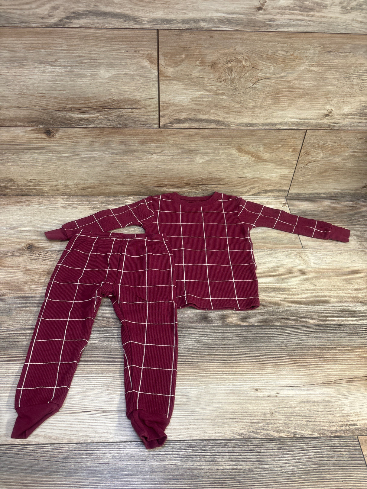 Carter's 2pc Waffle Knit Pajama Set Maroon sz 18m