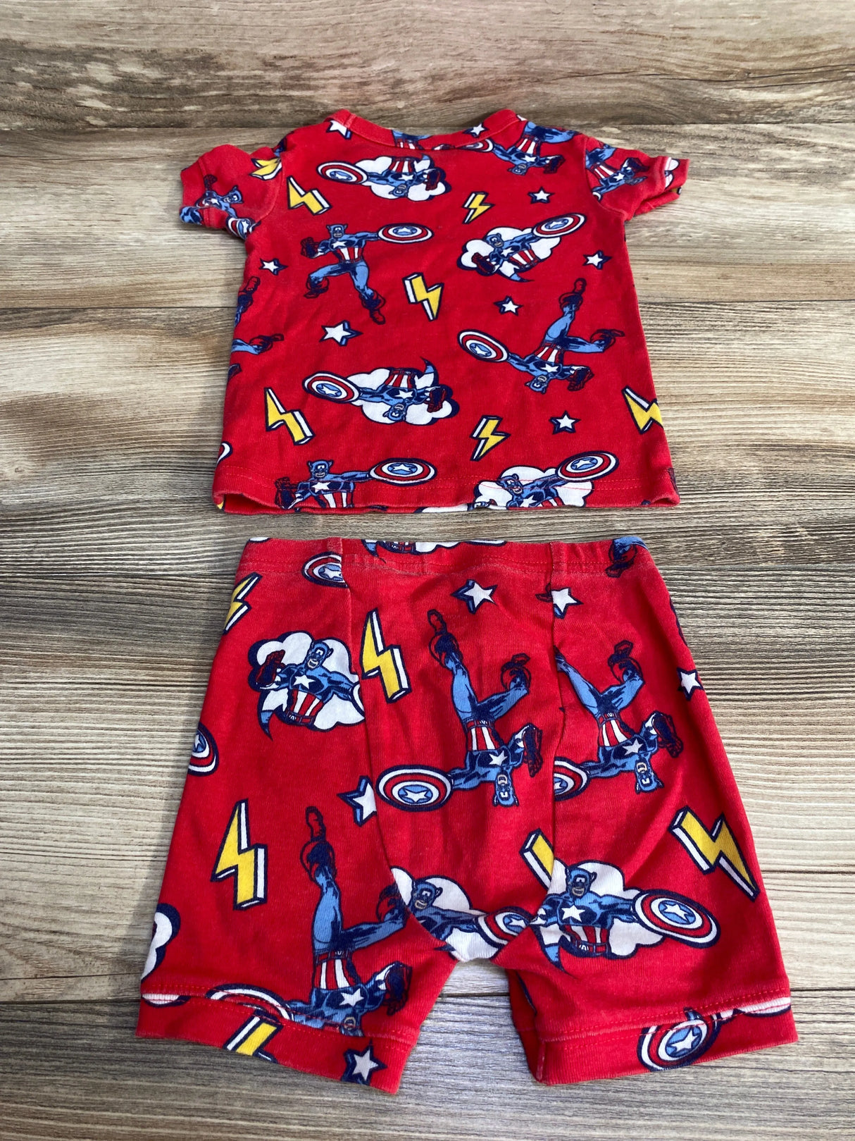 Baby Gap Marvel Organic 2pc Captain America Pajama Set Red sz 18-24m