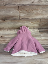 Baby Gap Sherpa Lined Hooded Knit Garter Cardigan Pink sz 6-12m