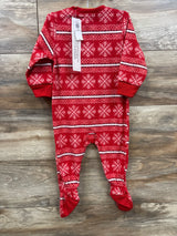 NEW Old Navy Velour Fair Isle Christmas Sleeper Red sz 12-18m