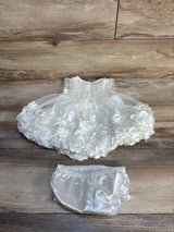 Nannette 2pc Rosette Dress & Bloomers Ivory sz 6/9m