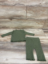 Old Navy 2pc Rib Knit Long Sleeve Top & Pants Set Green sz 0-3m