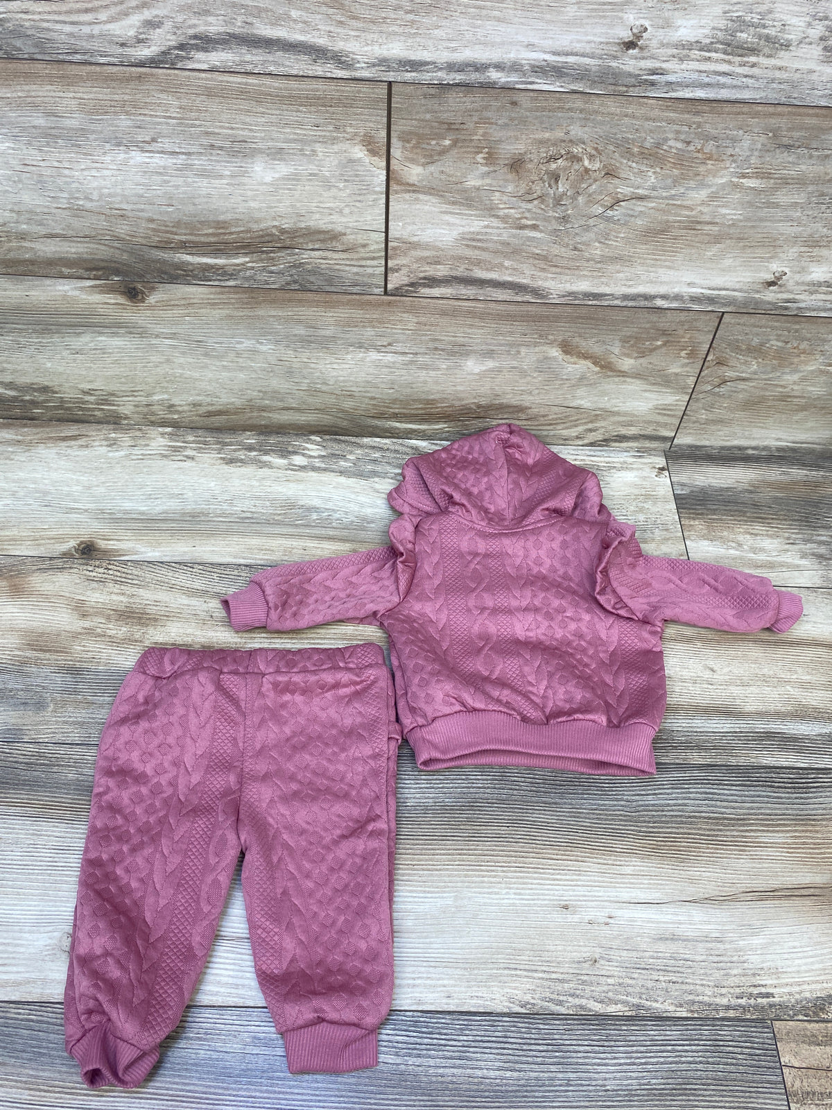 Just Lizzy 2pc Textured Hooded Sweatshirt & Pants Set Pink sz 3/6m