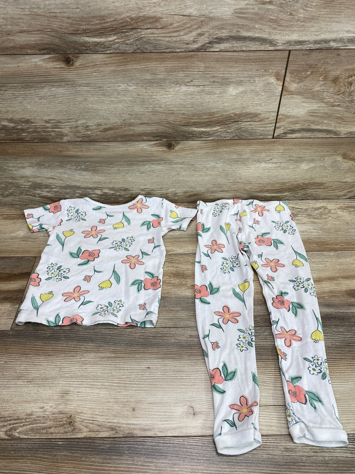 Just One You 2pc Floral Pajama Set White sz 5T