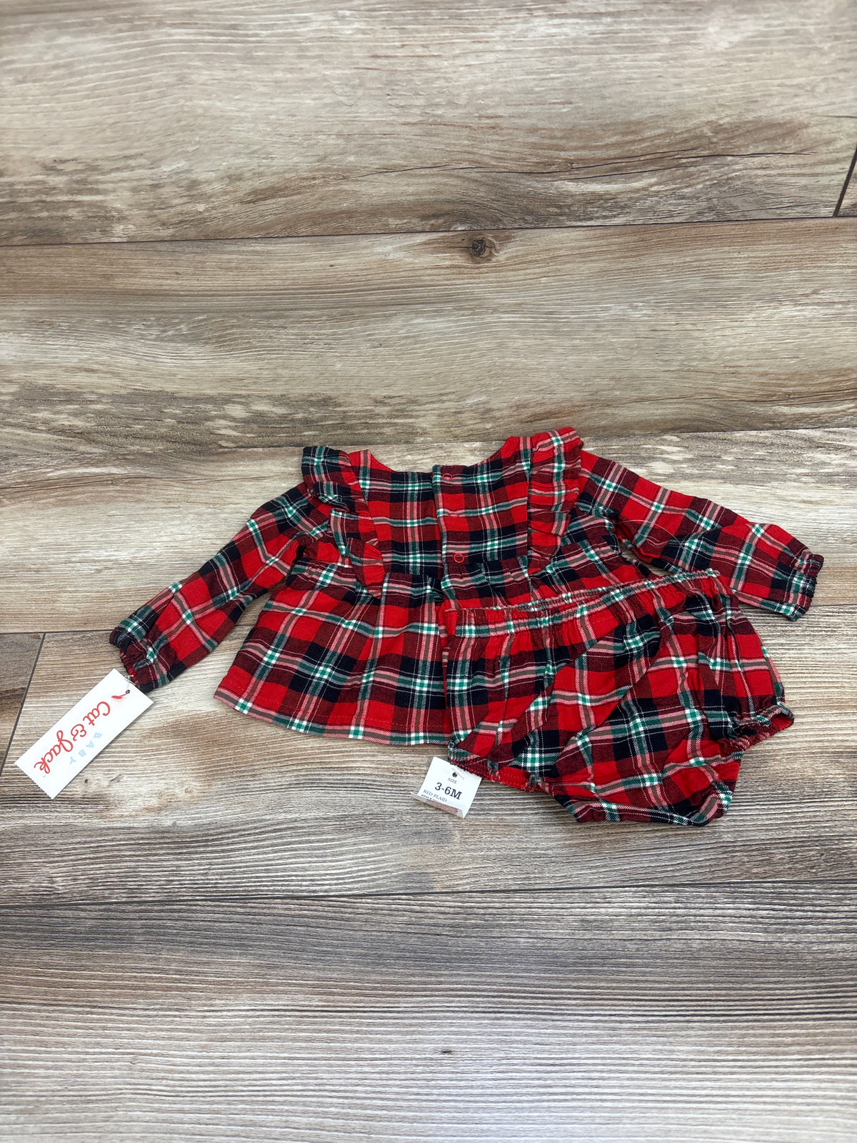 NEW Cat & Jack 2pc Plaid Top & Bloomers Set Red sz 3-6m