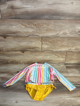 Wonder Nation 2pc Striped Rash Guard Swim Set White sz 5T